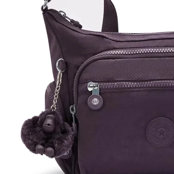 Kipling Gabbie Small Crossbody Bag Plum Purple Adjustable Strap Nylon Purse - Picture 5 of 6